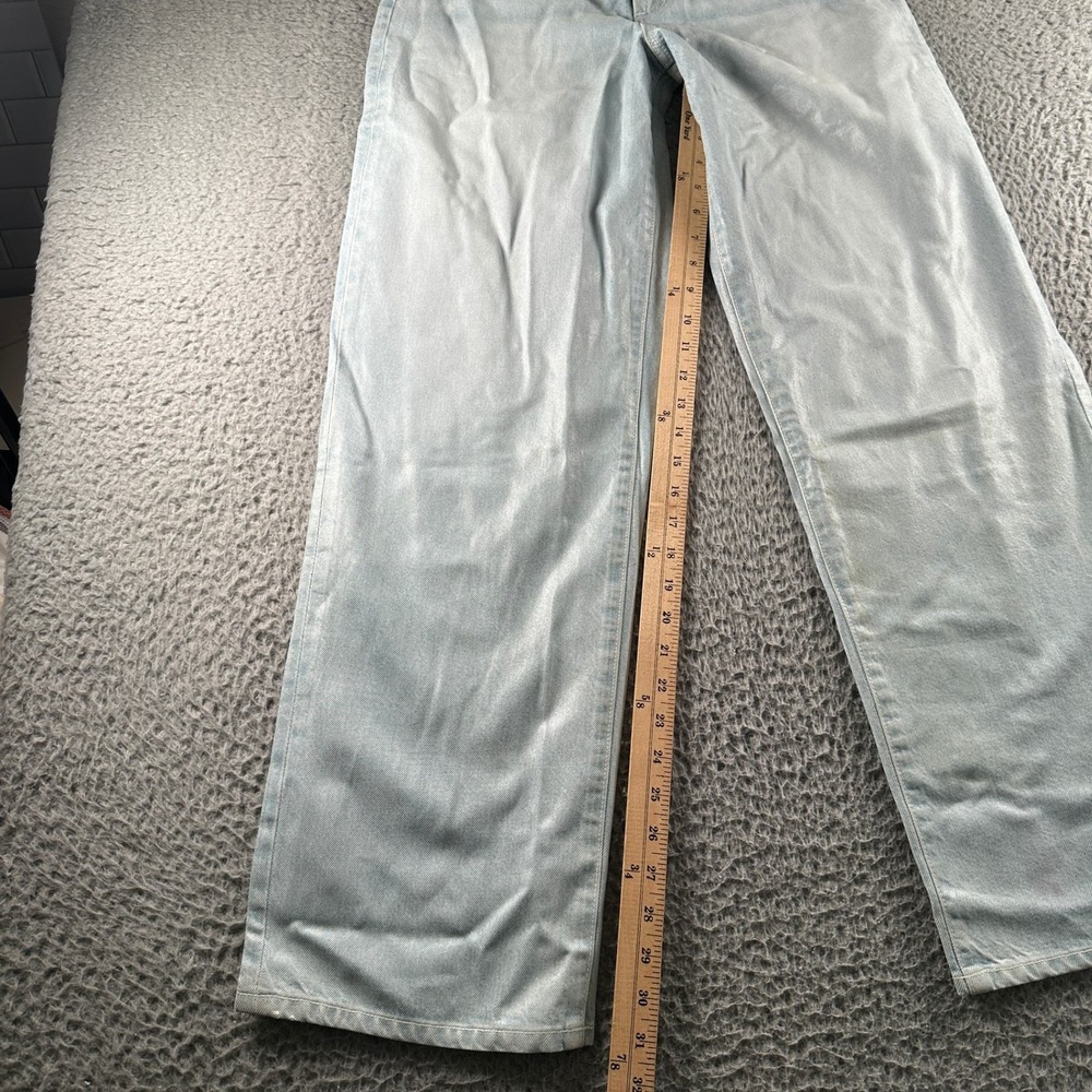 VIAVIA Jeans Womens 26 Straight Leg Light Blue Waxed High Rise Stretch USA - Picture 9 of 15